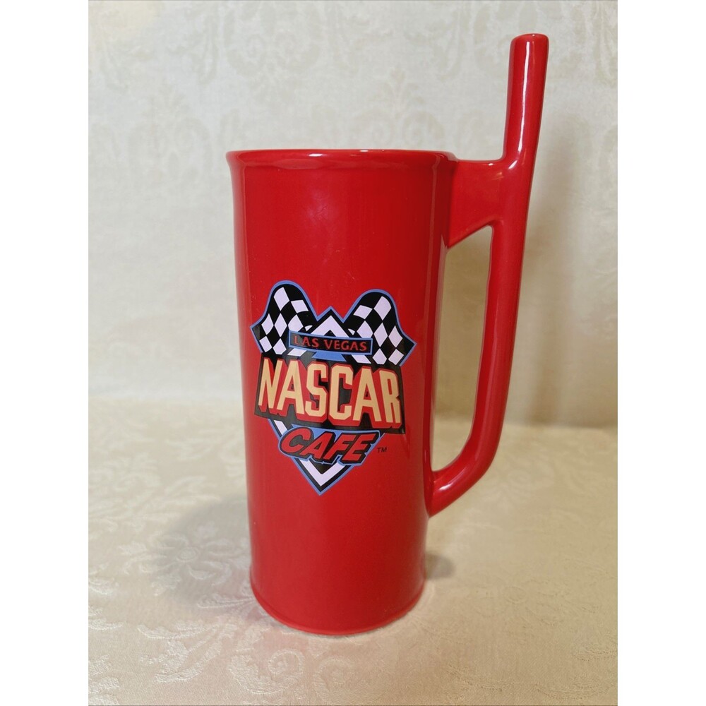 Vintage Las Vegas NASCAR Cafe Red Gas Can Mug Sahara Hotel Souvenir Large 9.5"